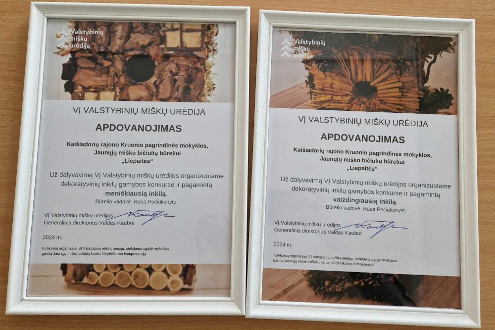 Mūsų jaunieji miško bičiuliai „LIEPAITĖS“ –  dekoratyvinių inkilų konkurso prizininkai