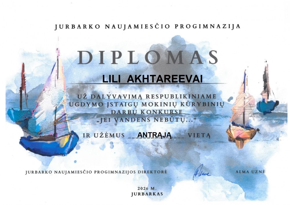 Sveikiname respublikinio ugdymo įstaigų mokinių kūrybinių darbų konkurso „Jei vandens nebūtų…“dalyvius ir prizininkus